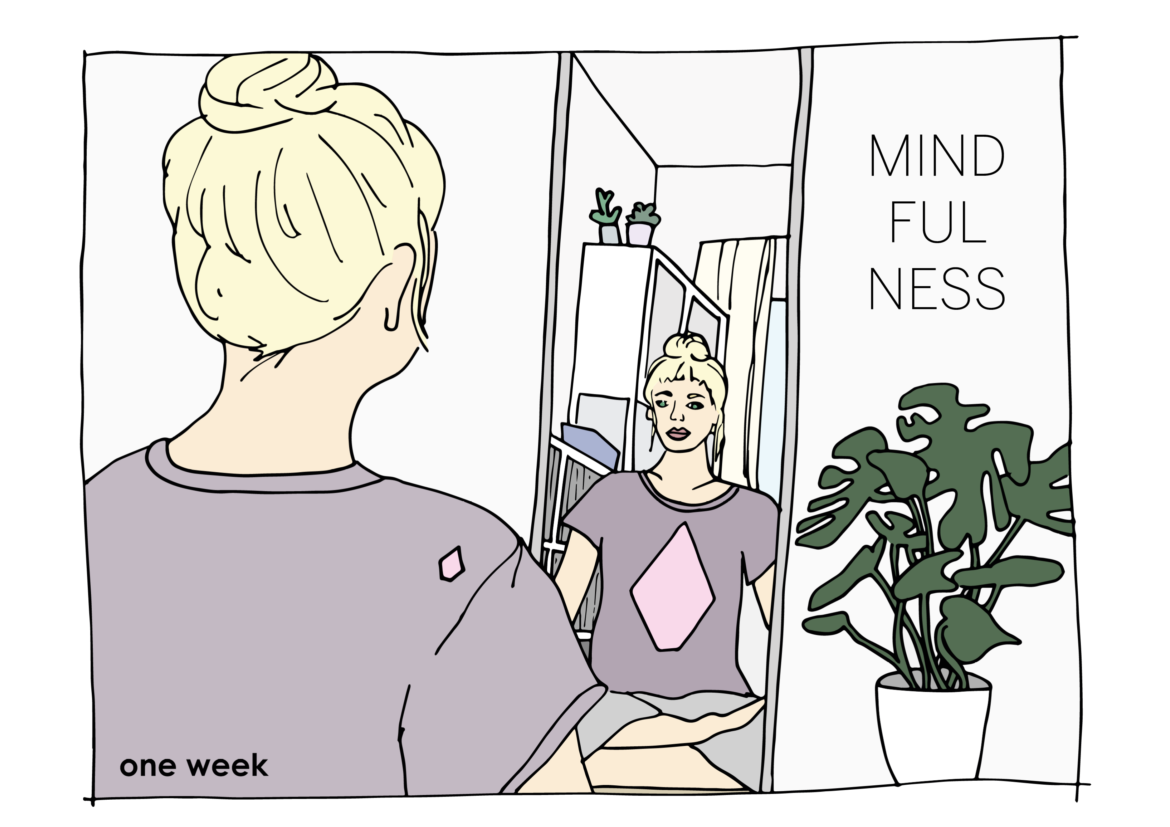 ONE WEEK_Illustration_Achtsamkeit Achtsamkeit – Was ist das eigentlich genau?